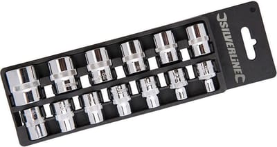 Silverline Metrische dopsleutelset - 12-delig - 6 t/m 21 mm - Chroom vanadium staal