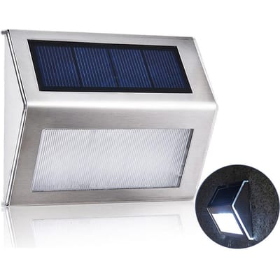 Lampe solaire de jardin en acier inoxydable 3L-ED, pour escaliers extérieurs, chemins, Patio, lampadaire solaire L-ED blanc