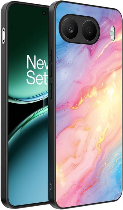 Smartphonica Telefoonhoesje Geschikt voor OnePlus Nord 4 met Regenboog Glitter Marmer Opdruk - TPU Backcover Case Rainbow Glitter Marble Design geschikt voor OnePlus Nord 4