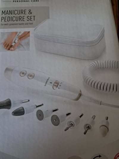 Silvercrest Manicure & Pedicure set - Beige/Wit - 7 Opzetstukken - 1 Opbergtas - Spiraalkabel - Netadapter