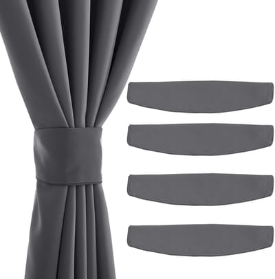 Unyqoos® Stijlvolle Magnetische Gordijnhouders Voor Verschillende Gordijnstijlen Zonder Boren, Set Van 4 Stuks, Grijs