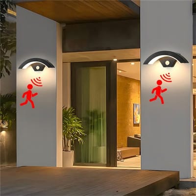 2x LED-wandlamp voor buiten - met bewegingssensor - 24W - Warm wit licht - 3000K - IP65 waterdicht - voor voordeur, tuin, veranda, entree en terras