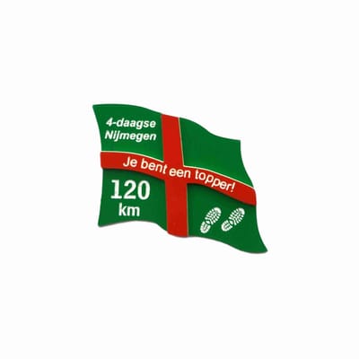 Nijmeegse vierdaagse speld/broche - vierdaagse - 4-daagse - Nijmegen - 120km - Je bent een topper! - gegraveerd - laser graveren - graveren - broche - uniek cadeau - cadeau - Kado - vierdaagsekado