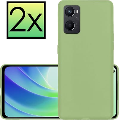 Hoesje - 2 Stuks - Geschikt voor OPPO A76 - Sterk & Shockproof - Case Siliconen - Back Cover - Telefoon Hoes - Groen