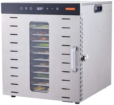 Sensova Voedseldroger Professioneel 10 RVS Dienbladen 1000W met Digitale Timer en Temperatuurregeling - Elektrische Dehydrator - Voedseldroger voor Fruit, Groenten, Vlees en Gezonde Snacks - Krachtige Droogoven Thuisgebruik en Meal Prep
