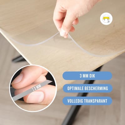 Transparant Tafelzeil - Tafelbeschermer PVC - Tafel Beschermen - 3mm Dik Vlekbestendig - 90x110 cm - Transparant