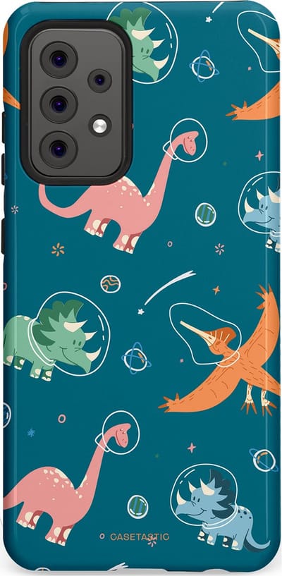 Casetastic hoesje geschikt voor Samsung Galaxy A52 (2021) 5G / Samsung Galaxy A52 (2021) 4G - Dubbellaagse bescherming - Ruimte raptors - Fashion Case - Petrol Perzik