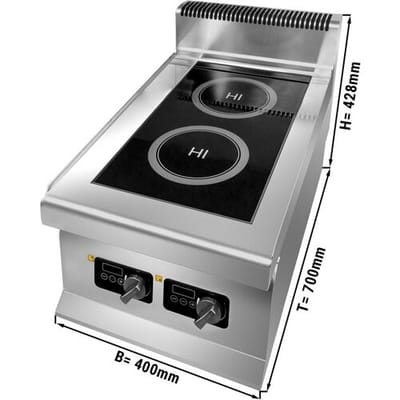GGM Gastro Induktionskochfeld - 6 kW - 2 Kochfelder Zilver / Zwart