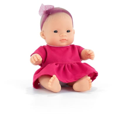 MINILAND Babypop - Aziatisch Meisje 21Cm - Met Vanillegeur - Waterdicht - 10 Maanden