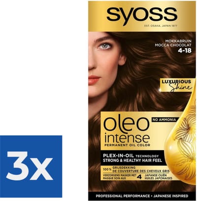 Syoss Oleo Intense - Haarverf - 4-18 - Mokka Bruin - 115ml x 3