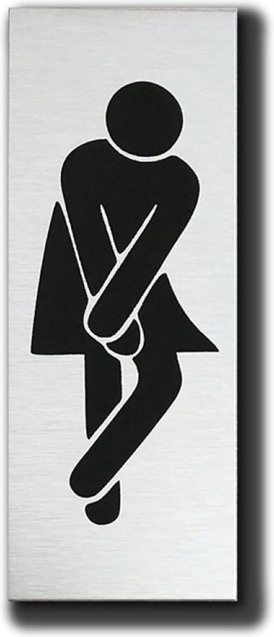 WC Toilet deurbordje Dames Vrouw nodig - Geborsteld Aluminium - 50 mm x 130 mm x 1 mm - Luxe toiletbordjes.