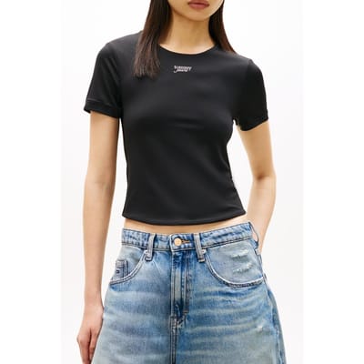 Tommy Hilfiger Slim Silver T-shirt Black Größe: S | Hemden Outlet | Damen | Grau