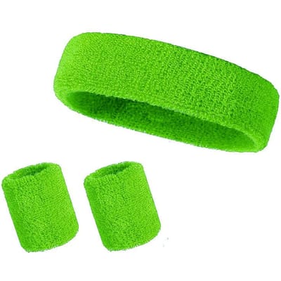 Collection élégante de Bandeaux et Bandeaux de Poignet Absorbants Bandeau Anti-Transpiration Bandeau de Poignet en Coton Genouillères pour Femmes Hommes Vélo Salle de Sport Basketball Tennis vert