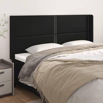 vidaXL - Hoofdbord - met - randen - 183x16x118/128 - cm - kunstleer - zwart