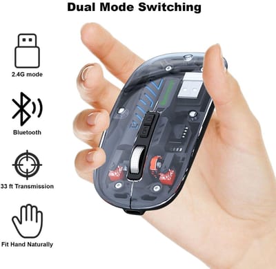 Muis - 2x Bluetooth + 2,4 GHz USB-ontvanger - MOBILITY LAB - PHANTOM - Wit en transparant