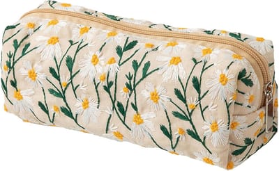 Beige etui met modern design - ruimte voor pennen en accessoires