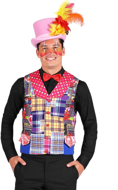 Clown Lapjesvest Voor Heren - Kostuum Accessoire Voor Carnaval