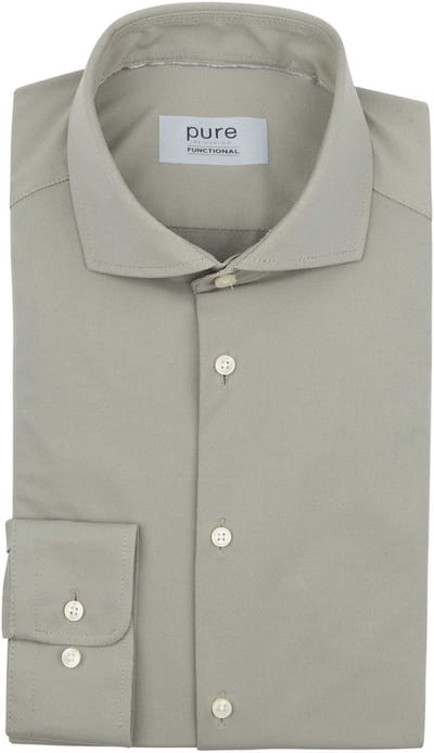 Pure Shirt Lichtbruin - Maat 38 - Heren - Overhemden Casual
