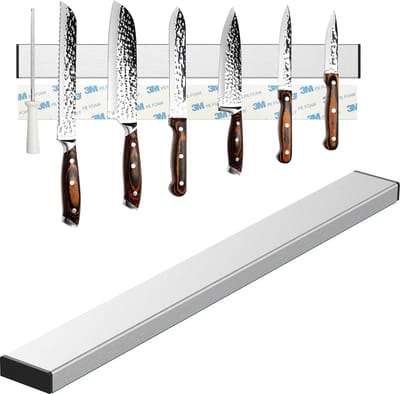 Zelfklevende magneetstrip, 40 cm, magnetische messenhouder die zonder boren kan worden gemonteerd, magneetstrip van roestvrij staal, voor alle soorten keukenmessen, fruitmessen