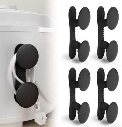JGS ® 4 stuks kabelorganizer voor apparaten, kabelhouder, zelfklevende kabelhouder, kabelorganizer, kabelklem, paddestoelvorm voor kleine keukenapparaten, mixer, koffiezetapparaat, luchtfriteuse (zwart)