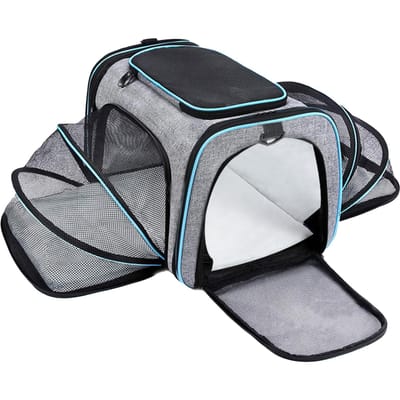 Sac de Transport pour Animaux Pliable Extensible Maille Respirante Grand Espace Sac de Transport pour Chat pour Voyage en Extérieur bleu