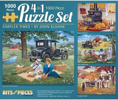 Puzzel 1000 stuks volwassenen 4-in-1 Old School Country Farm