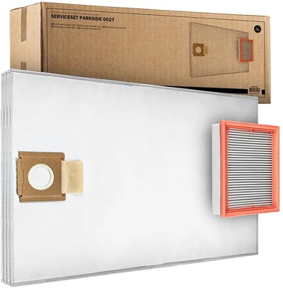 SQOON® Serviceset geschikt voor Parkside PPWD 30 - Gelijk aan model: 30381494, PPVFT 30 A1 - Ideaal voor het vervangen van stofzakken en filter in nat- en droogzuigers