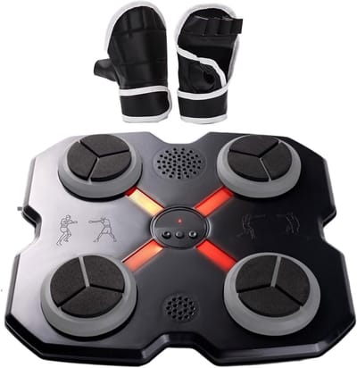 Muziek Boksmachine - Interactieve Fitness - Thuis Workout - Kleurveranderende LED - 32 x 30 cm - Zwart