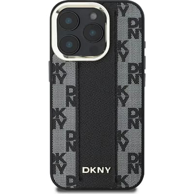 DKNY Checkered Pattern - iPhone 16 Pro Hoesje - MagSafe Compatibel - Zwart