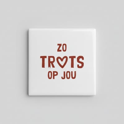 Bemoedigende Quote Keramische Tegel “Zo trots op jou” – Warm Hartdesign, Motiverende Woondecoratie Tegel 15 x 15 cm