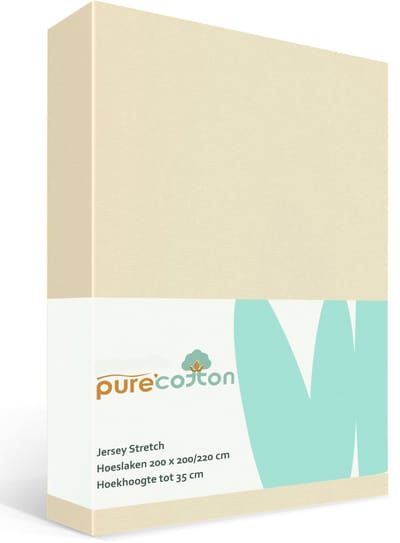 Hoeslaken 200x200 - Katoen jersey - Hoekhoogte 35cm - Elastiek rondom - Creme