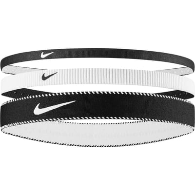Nike Klassieke Gemengde Flexibele Hoofdband (Set van 3) (Wit/zwart)