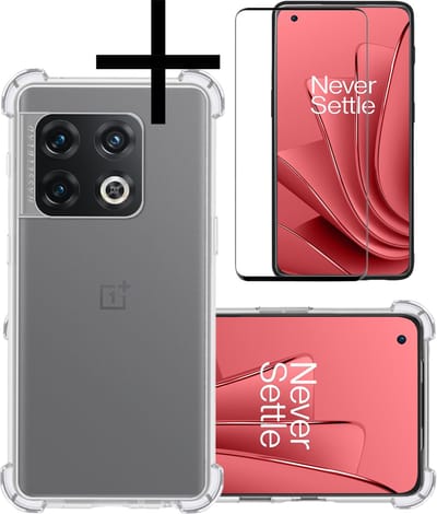 Hoesje - Met Screenprotector - Geschikt voor OnePlus 10 Pro - Sterk & Shockproof - Siliconen Case - Back Cover - Telefoon Hoes - Shock Proof - Transparant