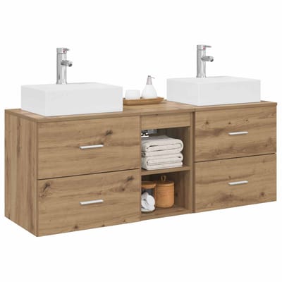 vidaXL - Badkamerkast - set - 3 - st - Artisanaal - eiken - 129 - x - 41 - x - 79,5 - cm
