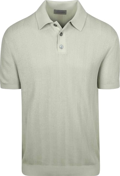 Suitable Knitted Jacquard Polo Lichtgroen - Maat L - Heren - Polo shirt Heren met Korte mouw