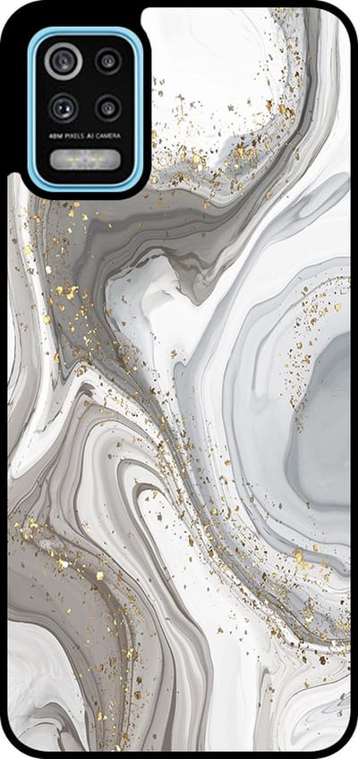 Smartphonica Telefoonhoesje Geschikt voor LG K52 / K62 met marmer opdruk - TPU backcover case marble design - Zilver geschikt voor LG K52;LG K62
