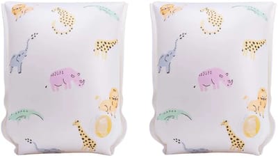 Swim Essentials - Zwembandjes wildlife print - Wilde dieren - Zwemvleugels - 15-30 kg - 2-6 jaar - PVC - Wit/multicolor