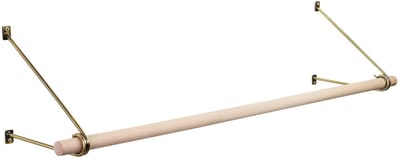 SOTECH wandkapstok 260 x 250 mm antiek goud gegalvaniseerd met 500 mm kapstokstang van beukenhout Ø 30 mm, kledingstang, kapstok