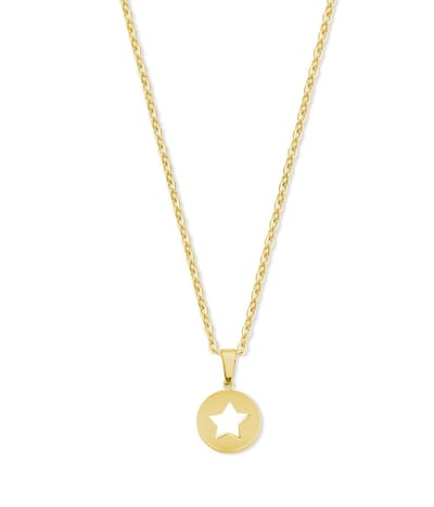 CO88 Collection 8CN-26448 Stalen Ketting met Hangertje - Ster - 15mm - 40+5cm - Ankerschakel - 1,5mm - Cadeau voor haar - Staal - Goudkleurig