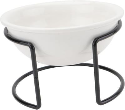 Keramische Voerbak Huisdieren - Honden Voerbak Kattenbak - Huisdieren Voeren - Verhoogde Eetpositie - 14 cm - Wit