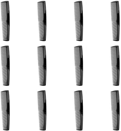 TOVBMUP Plastic Pocketkam - Fijne & Standaard Tanden - Delicate Stylingkam - Salonkam - Haarverzorgingstools voor Mannen en Vrouwen - Zwart - 12 stuks