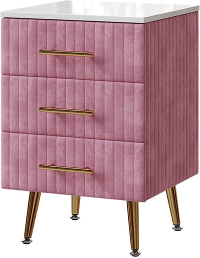 Vicco Velia Nachtkastje – 41 x 62 cm met 3 lades Roze