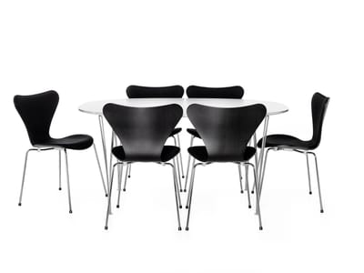 Fritz Hansen - Serie 7 3107 Stoel - Lak - verchroomd - zwart