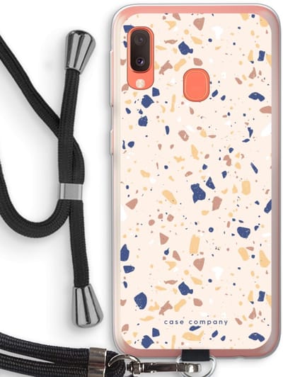 Case Company® - Hoesje met koord geschikt voor Samsung Galaxy A20e hoesje met Koord - Terrazzo N°23 - Telefoonhoesje met Zwart Koord - Bescherming aan alle Kanten en Over de Schermrand