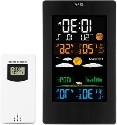 Digitale Weerstation - Weer Klok - Weer Voorspellen - Binnen en Buiten Sensor - 11.2 x 7.3 x 19.5 cm