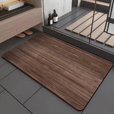 Eenvoudige Houtnerf Diatomeeënaarde Vloermat Toilet Badkamer Antislipmat Huishoudelijke Badkamer Deur Absorberende Mat 60 * 90cm