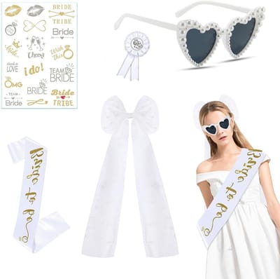 Bruidsaccessoires Set - Bruidspakket Feest - Vrijgezellenfeest Vieren - 5 Delige Set - 24 x 17 cm - Wit