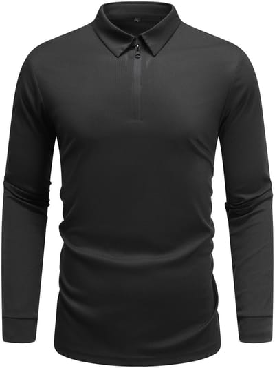 Allthemen Heren Lange Mouw Rek T-Shirt - Oversize Polo Met Halve Rits - S