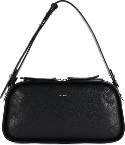 COCCINELLE Leren Schoudertas Maleta Shoulder Bag Noir Zwart