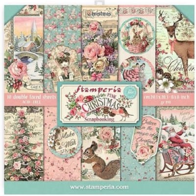 Stamperia - Pink Christmas 8x8 Inch Paper Pack (SBBS16)